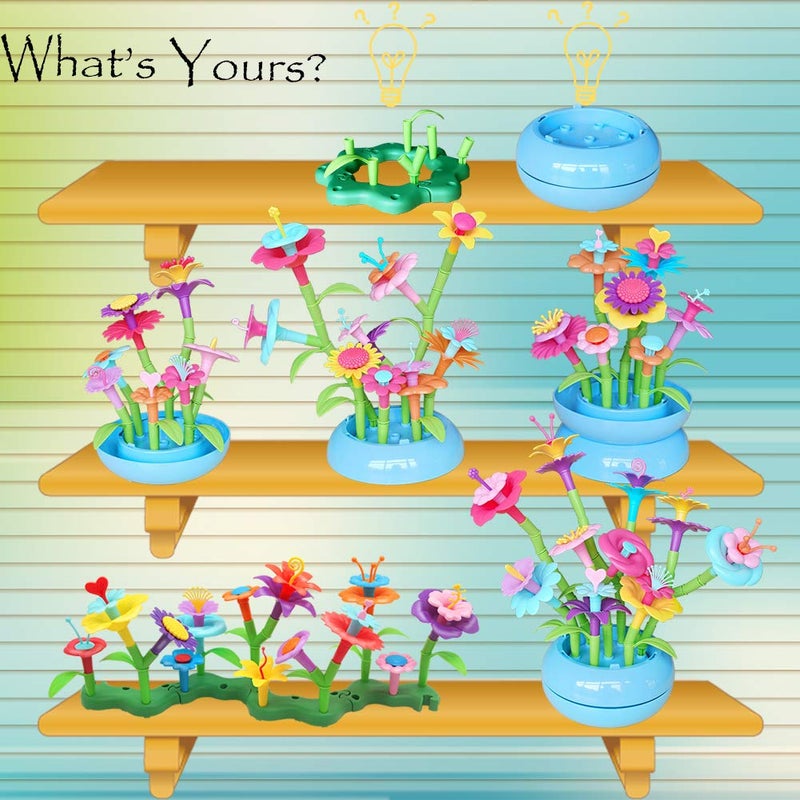 BIRANCO. Flower Garden Building Set - Grow up! Fun Stacking Toys for Toddlers and Kids Age 3-6 Year Olds, Educational Activity for Preschool, Cool STEM Gardening Gifts for Girls (138 PCS) - Image 4