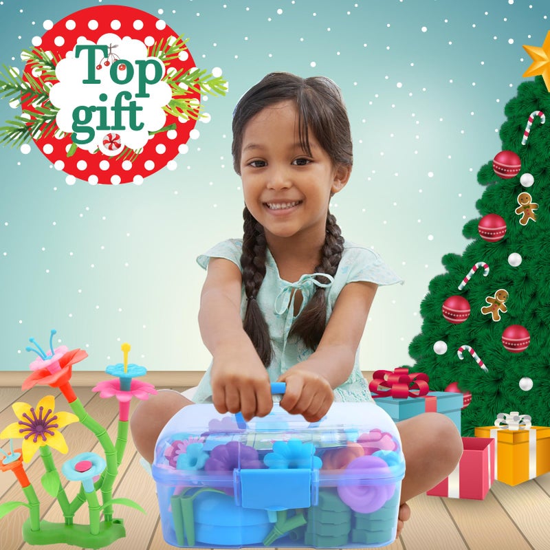 BIRANCO. Flower Garden Building Set - Grow up! Fun Stacking Toys for Toddlers and Kids Age 3-6 Year Olds, Educational Activity for Preschool, Cool STEM Gardening Gifts for Girls (138 PCS) - Image 3