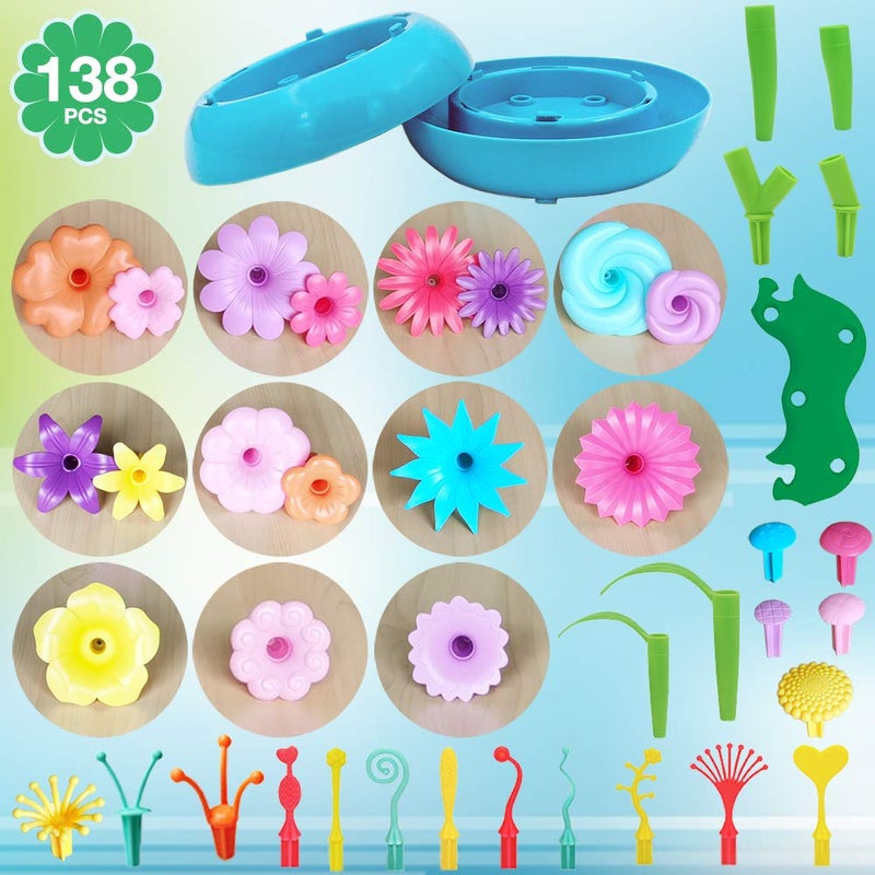 BIRANCO. Flower Garden Building Set - Grow up! Fun Stacking Toys for Toddlers and Kids Age 3-6 Year Olds, Educational Activity for Preschool, Cool STEM Gardening Gifts for Girls (138 PCS) - Image 5