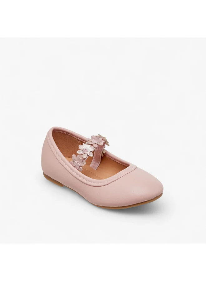 Flora Bella By Shoexpress Girls Floral Accent Ballerina Shoes with Elasticated Strap