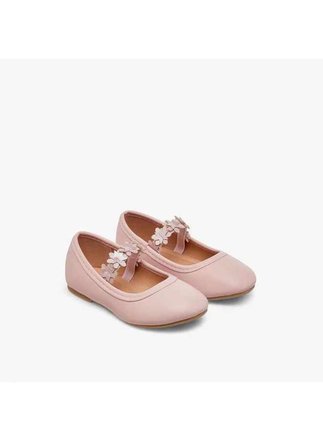 Flora Bella By Shoexpress Girls Floral Accent Ballerina Shoes with Elasticated Strap