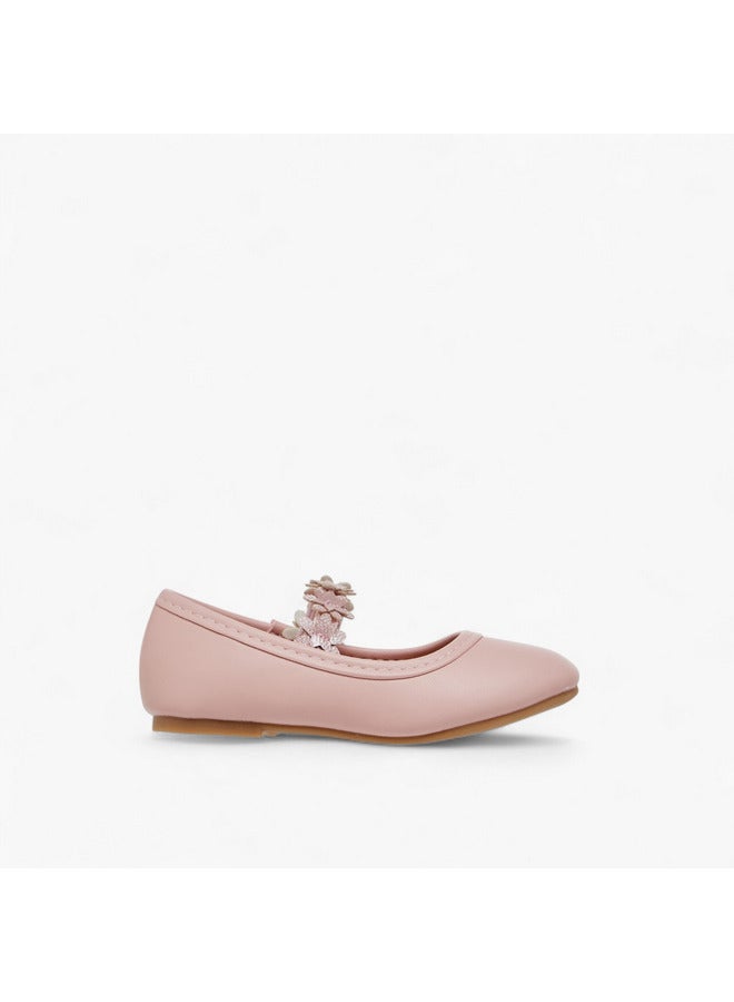 Flora Bella By Shoexpress Girls Floral Accent Ballerina Shoes with Elasticated Strap - Image 3