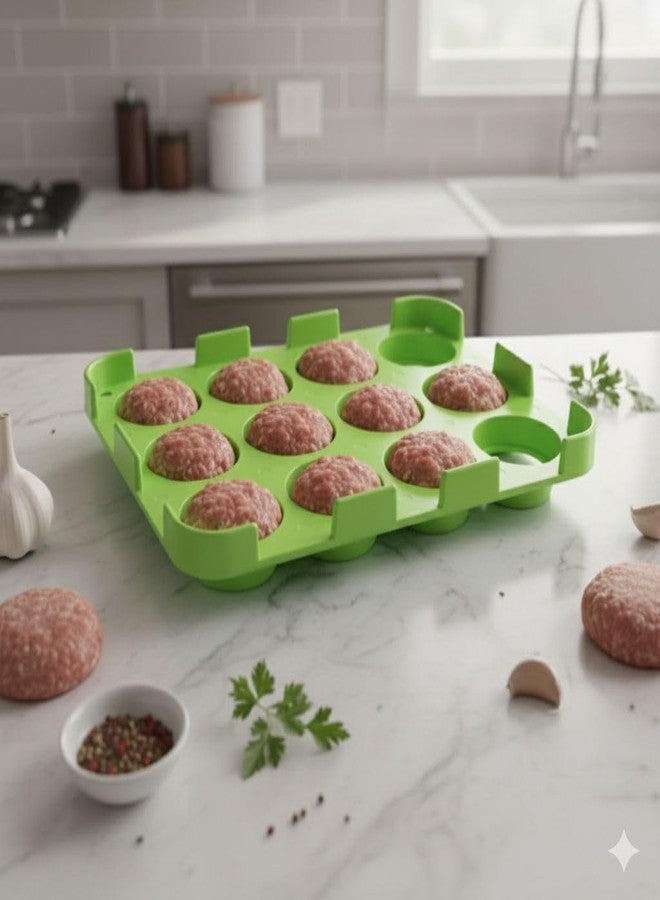 BTOP® Burger Patty Maker Tray, Green, Plastic, Meatball and Kebab Shaper Mould - Image 3