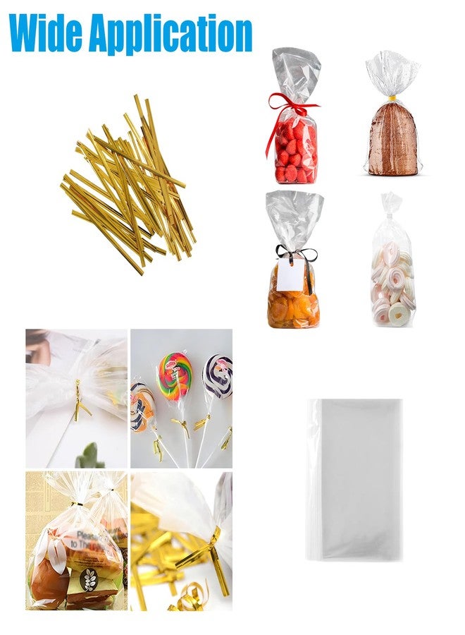 Eiahonen 300 PCS Cake Pop Sticks and Wrappers Kit Including 100ct 6-inch Cake Pop Paper Lollipop Sticks, 100ct Clear Candy Treat Bags, 100ct Gold Twist Ties for Cake Pops, Lollipops, Candy, Chocolate - Image 4