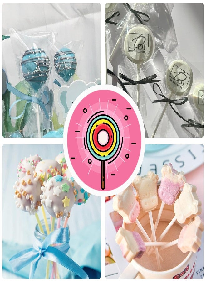 Eiahonen 300 PCS Cake Pop Sticks and Wrappers Kit Including 100ct 6-inch Cake Pop Paper Lollipop Sticks, 100ct Clear Candy Treat Bags, 100ct Gold Twist Ties for Cake Pops, Lollipops, Candy, Chocolate - Image 5