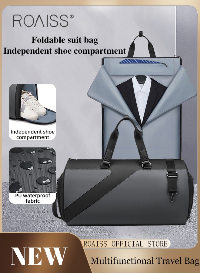 roaiss Multifunctional Fitness Travel Bag for Man Business Large Capacity Expandable Suit Bag Mans Multi Compartment Design Foldable Waterproof Luggage Bag with Independent Shoe Compartment - Image 1