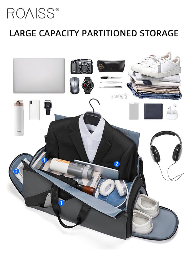 roaiss Multifunctional Fitness Travel Bag for Man Business Large Capacity Expandable Suit Bag Mans Multi Compartment Design Foldable Waterproof Luggage Bag with Independent Shoe Compartment - Image 2