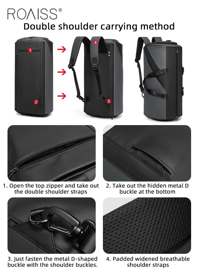 roaiss Multifunctional Fitness Travel Bag for Man Business Large Capacity Expandable Suit Bag Mans Multi Compartment Design Foldable Waterproof Luggage Bag with Independent Shoe Compartment - Image 5