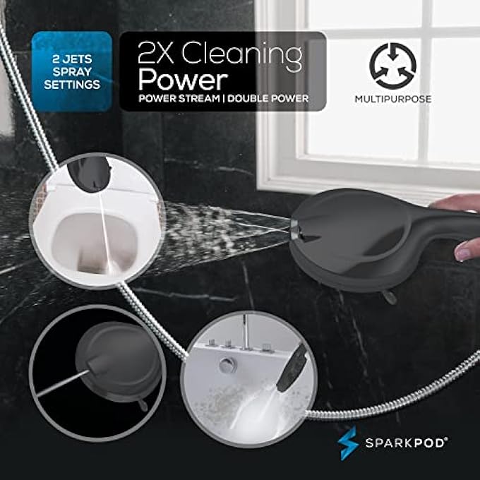 10 Spray Setting Shower Head with Handheld  Luxury 5 High Flow Hand Held Shower Head with High Pressure Jets Premium Stainless Steel 6ft Hose  Bracket Charcoal Grey with Filter - Image 3