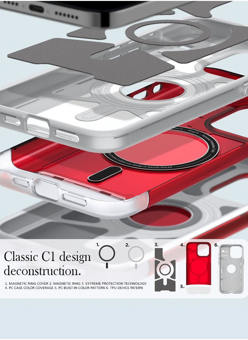 Spigen Classic C1 MagFit for iPhone 15 Pro Case Cover with MagSafe & Extreme Protection Tech - Ruby  - Image 3