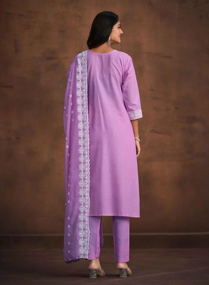 ISHIN Women's Pink 100% Cotton Embellished Tunic Full Length Casual Straight Fit Kurta Set