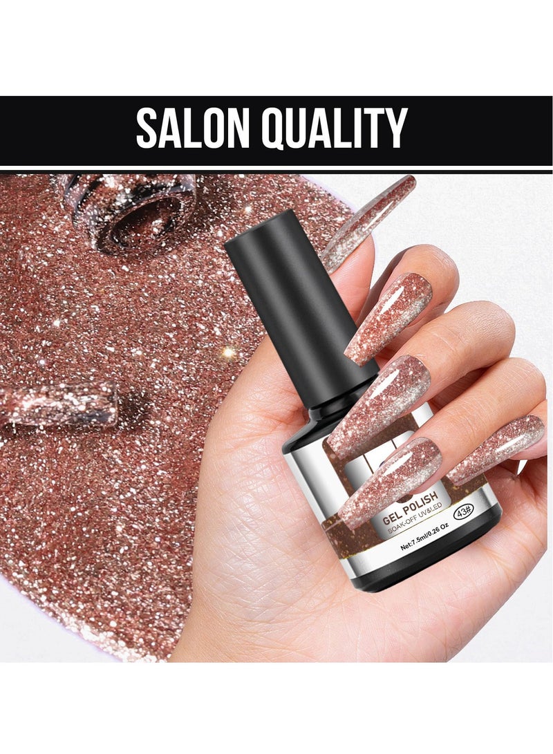 SYOSI Gel Nail Polish Set, Glitter Color UV LED Gel Nail Kits Gel Polish Kit Soak Off  Nail Art Design Decoration Gift for Girls Women Home DIY 6Pcs - Image 2