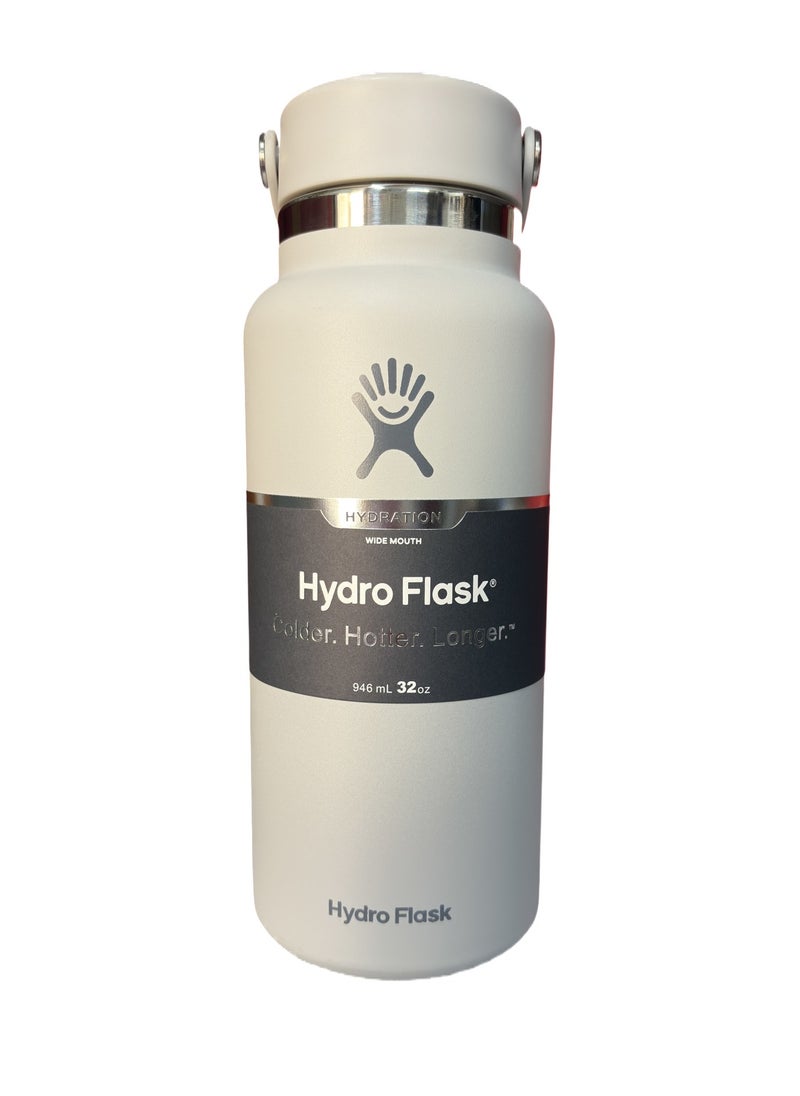 Hydro Flask Hydro Flask 32oz Wide Mouth Vacuum Insulated Stainless Steel Water Bottle With Lid for Cold Drinks, Sports, Travel, Car, Gym, Outdoors, School -Moon light grey  - Image 2