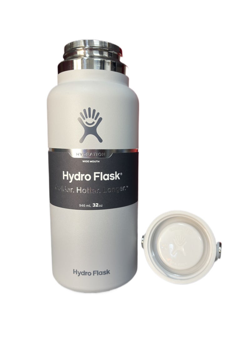 Hydro Flask Hydro Flask 32oz Wide Mouth Vacuum Insulated Stainless Steel Water Bottle With Lid for Cold Drinks, Sports, Travel, Car, Gym, Outdoors, School -Moon light grey  - Image 4