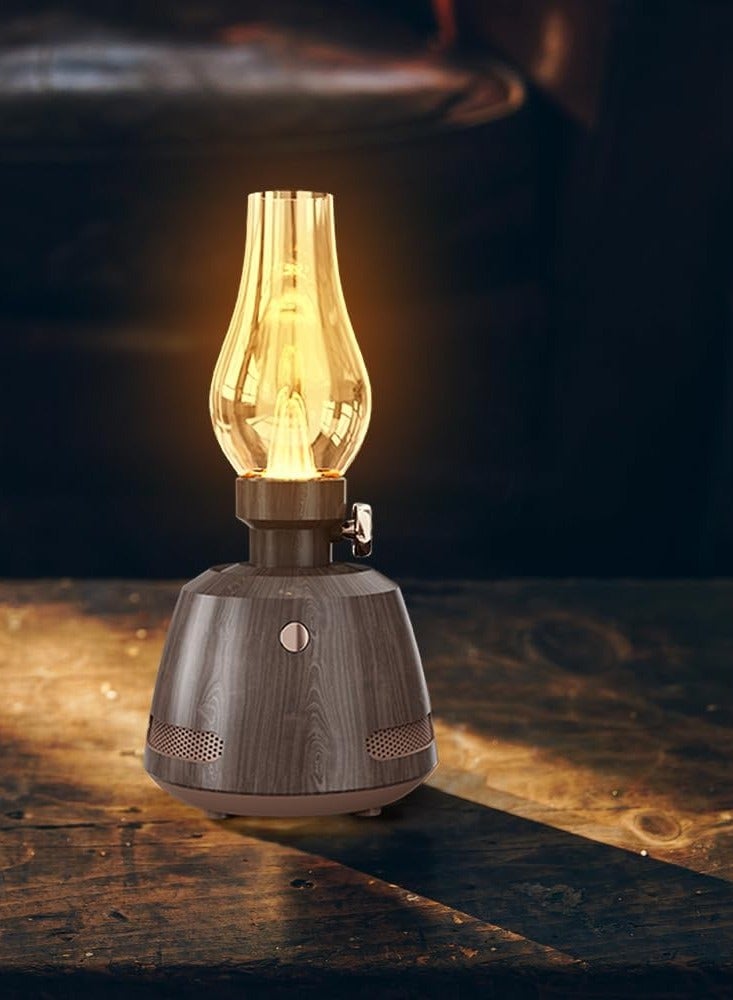 Vintage Table Lamp  Retro Bluetooth Speaker Rechargeable Portable Night Light Flameless LED Oil Lamp - Image 4