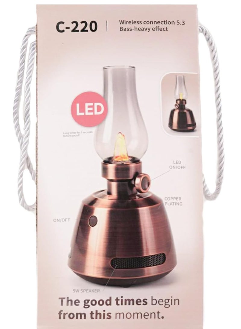 Vintage Table Lamp  Retro Bluetooth Speaker Rechargeable Portable Night Light Flameless LED Oil Lamp - Image 2