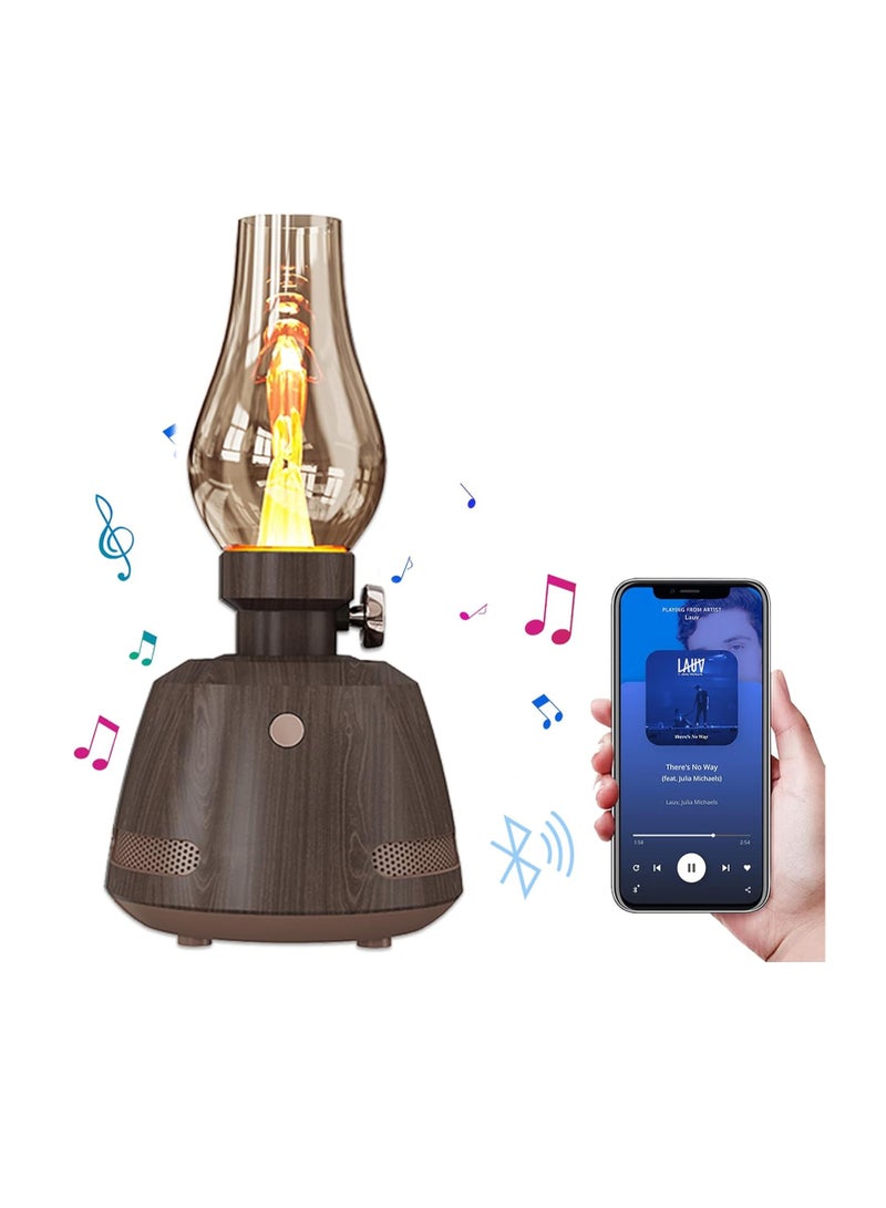 Vintage Table Lamp  Retro Bluetooth Speaker Rechargeable Portable Night Light Flameless LED Oil Lamp - Image 1
