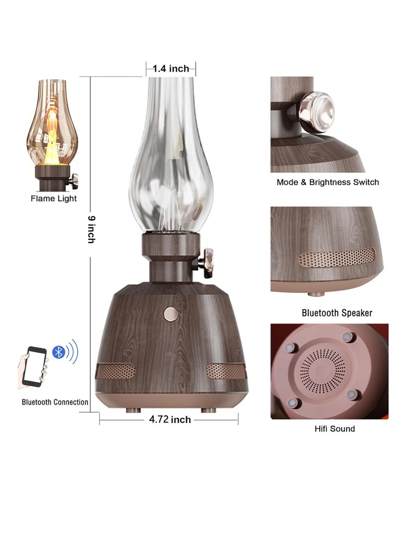 Vintage Table Lamp  Retro Bluetooth Speaker Rechargeable Portable Night Light Flameless LED Oil Lamp - Image 3