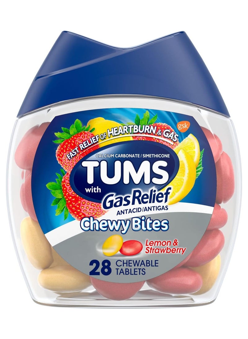 TUMS Tums  Plus Gas Relief - Lemon & Strawberry, 28 Chewable Tablets  - Image 1