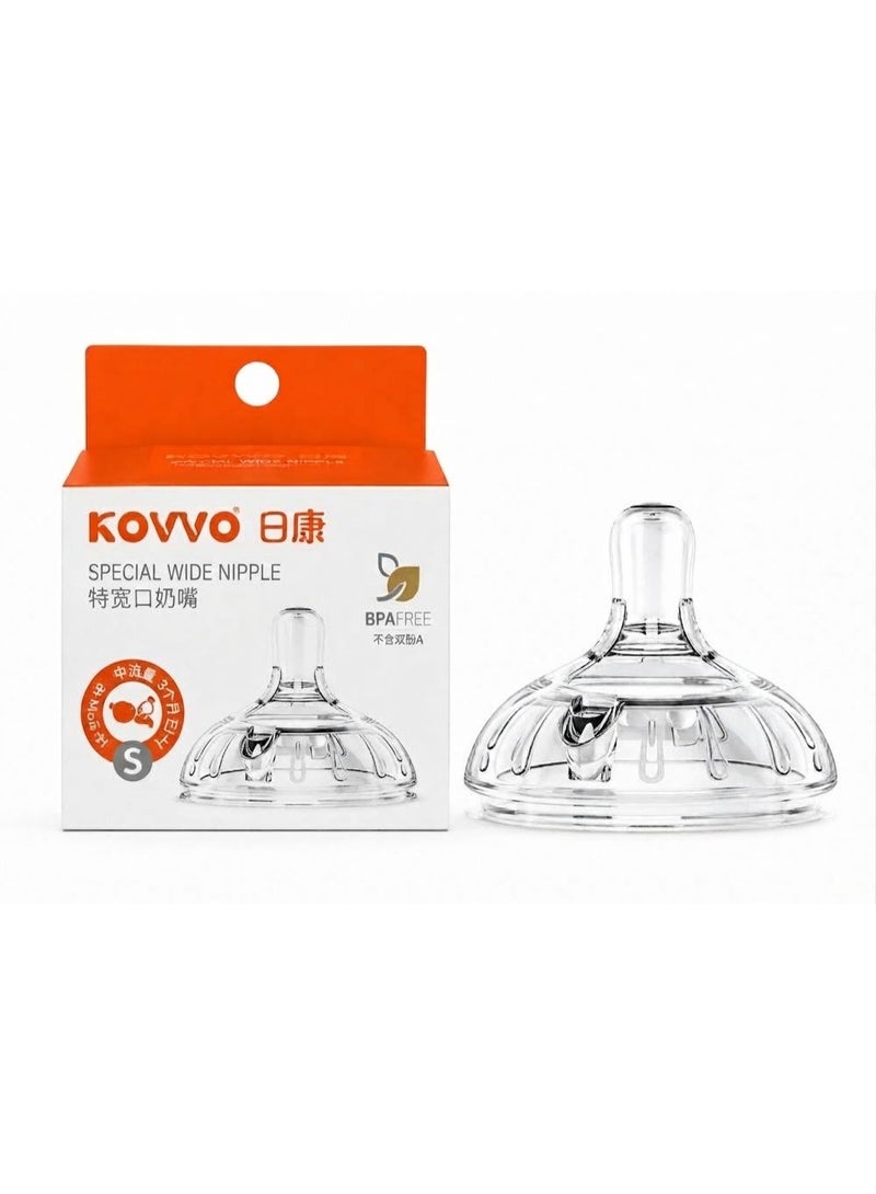 ROVCO Wide-Neck Silicone Baby Bottle Nipple with Anti-Colic and Anti-Reflux Vent, BPA-Free, Size S, Suitable for 0+ Months, 1 Piece - Image 1