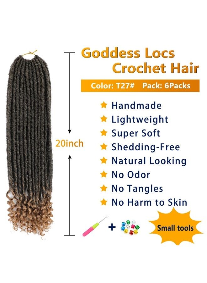 MODERN QUEEN Goddess Locs Crochet Hair 6 Packs 20 Inch Straight Faux Locs Crochet Hair for Black Women, Crochet Pre-Looped Curly Hair Soft Faux Locs Synthetic Braiding Hair Extensions (20 Inch, 6 Packs, 1B-27#) - Image 2
