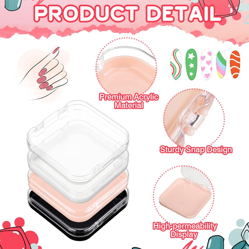 AceOrbit 48 Pcs Press on Nail Boxes with 180 Pcs Adhesive Double Sided Tape Acrylic Press on Nail Packaging Cases in 4 Colors Transparent Storage Case Organizer for Display Art Salon Supplies - Image 2