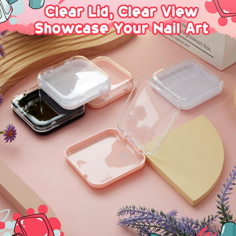 AceOrbit 48 Pcs Press on Nail Boxes with 180 Pcs Adhesive Double Sided Tape Acrylic Press on Nail Packaging Cases in 4 Colors Transparent Storage Case Organizer for Display Art Salon Supplies - Image 4