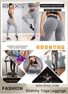 RIOXS Women's High Waisted Leggings, Tummy Control Yoga Leggings, Soft Comfy Leggings Lifting Pants, Printed Skinny Stretchy Pants For Women Ladies Running Workout Pamela  - Image 5