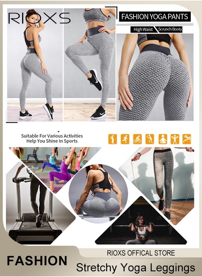 RIOXS - Women's High Waisted Leggings, Tummy Control Yoga Leggings, Soft Comfy Leggings Lifting Pants, Printed Skinny Stretchy Pants For Women Ladies Running Workout Pamela - Image 1