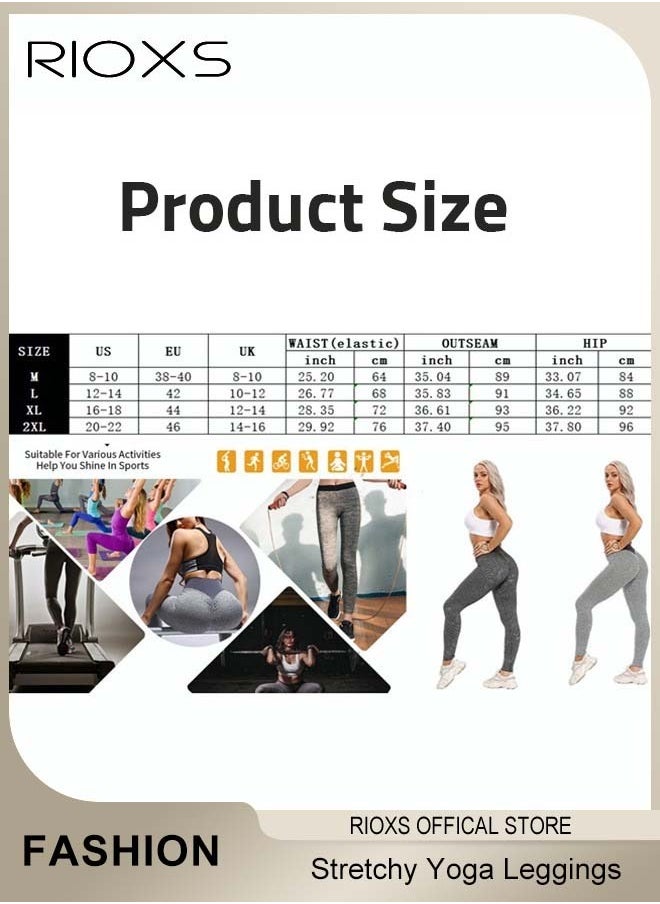 RIOXS - Women's High Waisted Leggings, Tummy Control Yoga Leggings, Soft Comfy Leggings Lifting Pants, Printed Skinny Stretchy Pants For Women Ladies Running Workout Pamela - Image 1