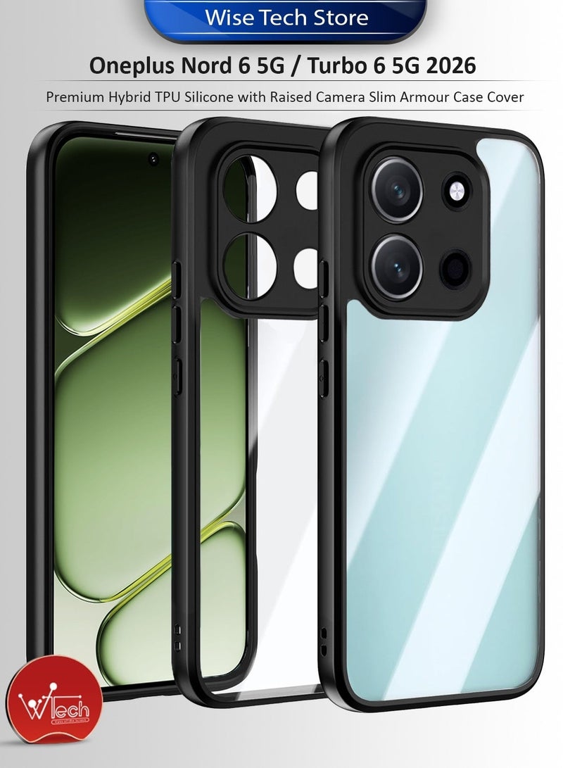 Wtech Oneplus Nord 6 5G / Turbo 6 5G 2026 Hybrid TPU Silicone with Raised Camera Slim Armour Case Cover (MCAPSA) - Clear/Black - Image 1