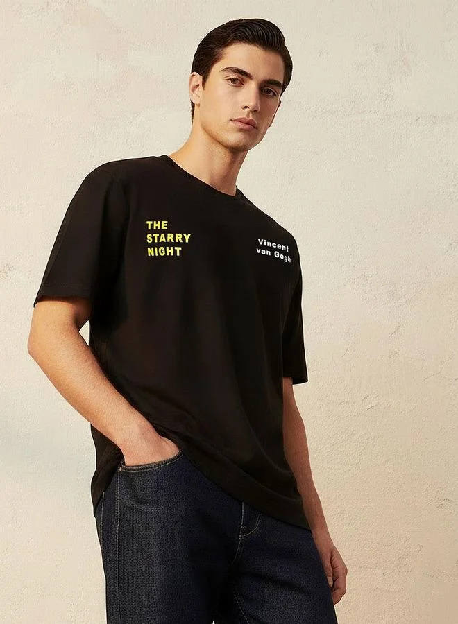 SP Characters Men Crew Neck Short Sleeve Vincent Van Gogh Print T-shirt