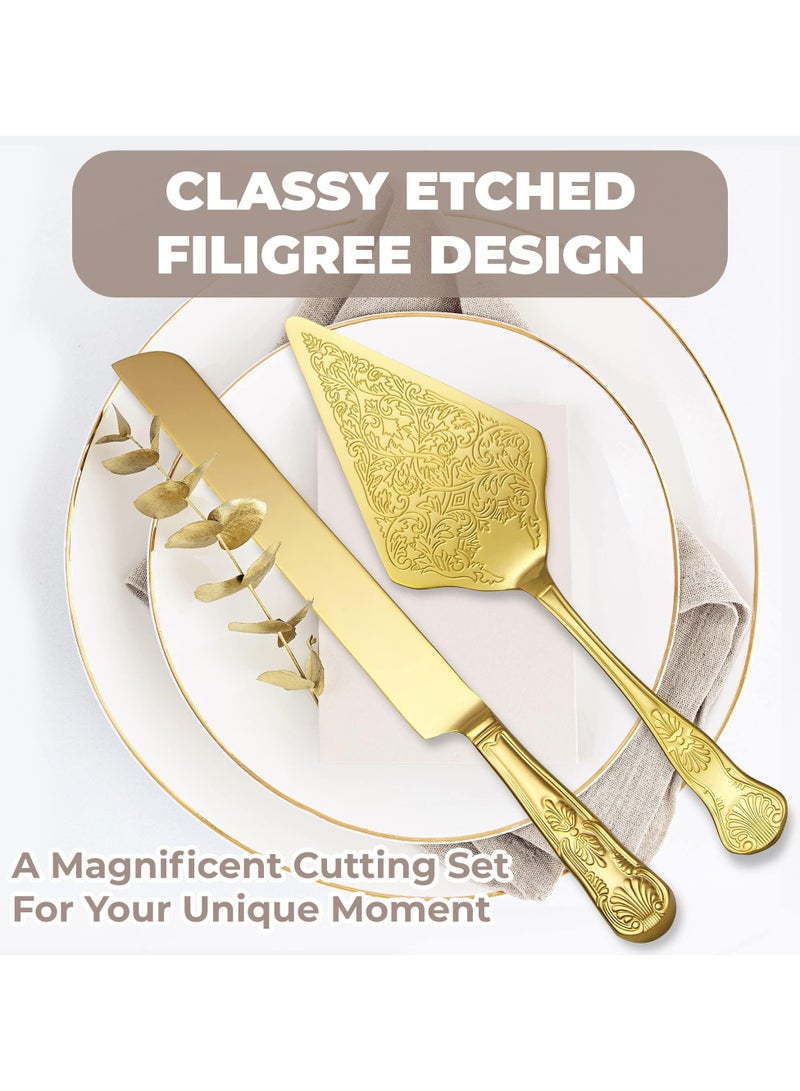 نجم ستايل طقم سكين وتقديم كيك الزفاف العتيق، طقم سكاكين تقطيع فطيرة الكيك الفولاذ المقاوم للصدأ، طقم سكاكين تقطيع الكيك وملعقة التقديم، مستلزمات حفلات الزفاف، أعياد الميلاد، الذكرى السنوية والمناسبات (ذهبي) - Image 4