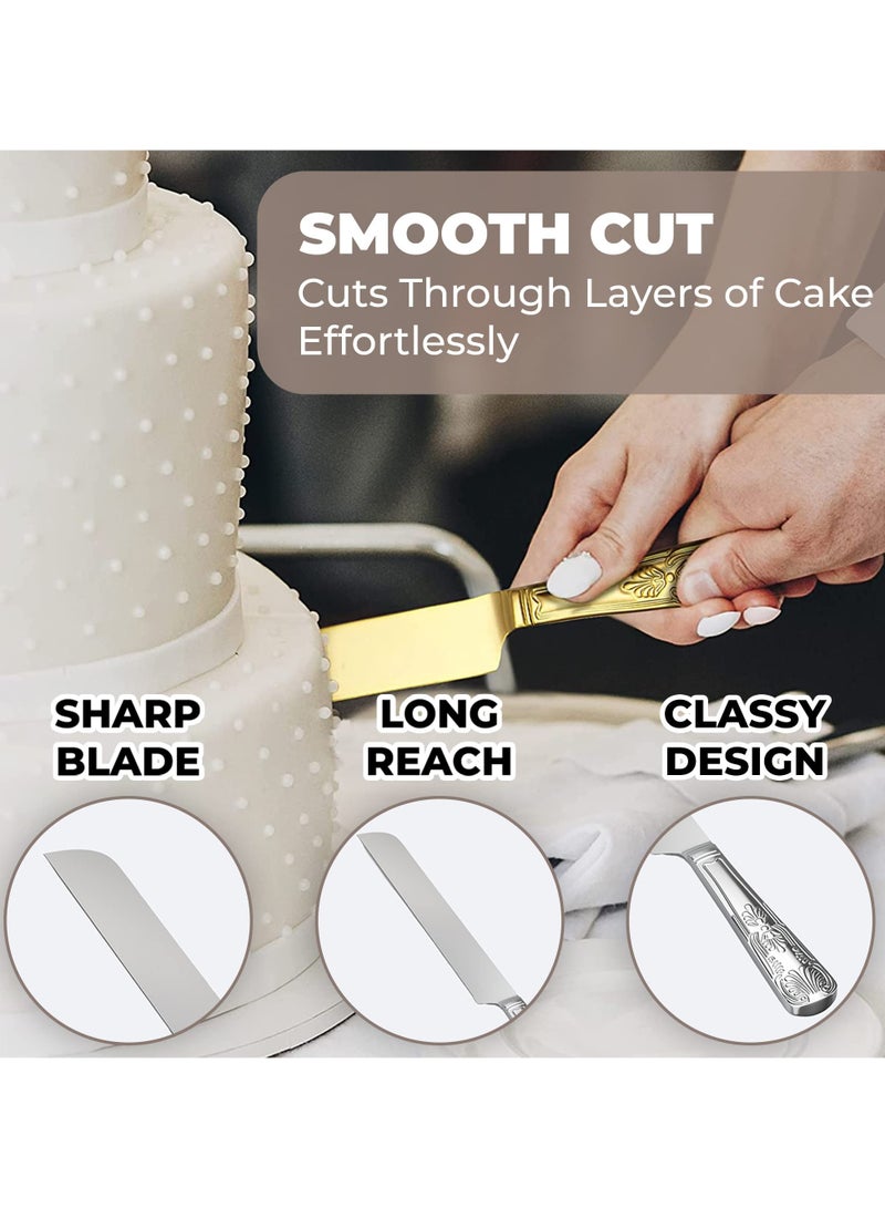 نجم ستايل طقم سكين وتقديم كيك الزفاف العتيق، طقم سكاكين تقطيع فطيرة الكيك الفولاذ المقاوم للصدأ، طقم سكاكين تقطيع الكيك وملعقة التقديم، مستلزمات حفلات الزفاف، أعياد الميلاد، الذكرى السنوية والمناسبات (ذهبي) - Image 5
