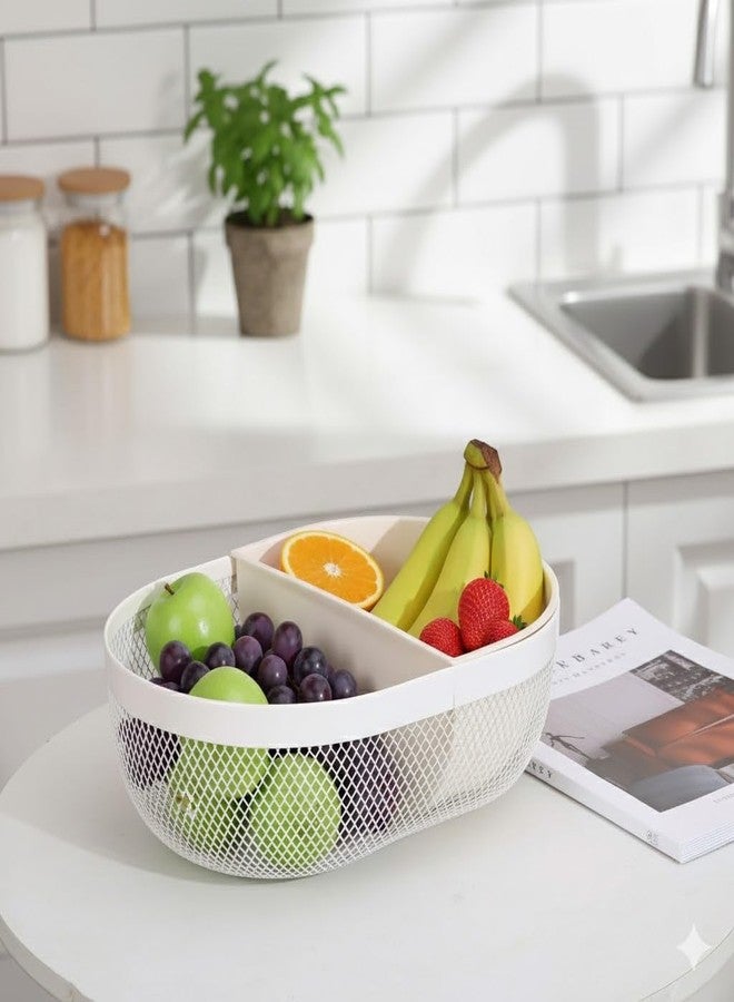 BLISSBORN Premium Metal Mesh Storage Basket for Kitchen, Office & Home | Multipurpose Organizer Basket for Fruits, Vegetables, Stationery & Cosmetics (White, Pack of 1) - Image 3