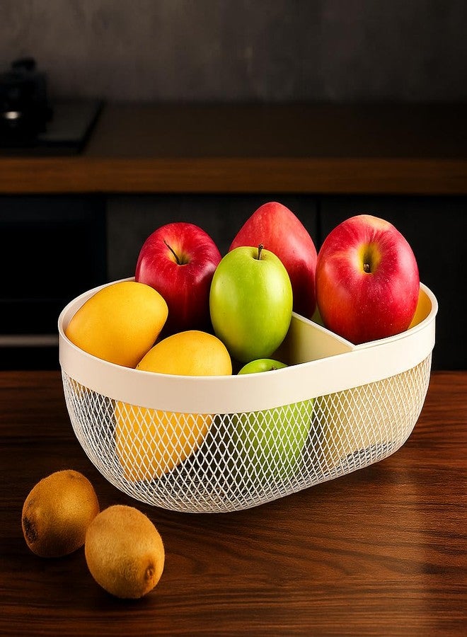 BLISSBORN Premium Metal Mesh Storage Basket for Kitchen, Office & Home | Multipurpose Organizer Basket for Fruits, Vegetables, Stationery & Cosmetics (White, Pack of 1) - Image 1