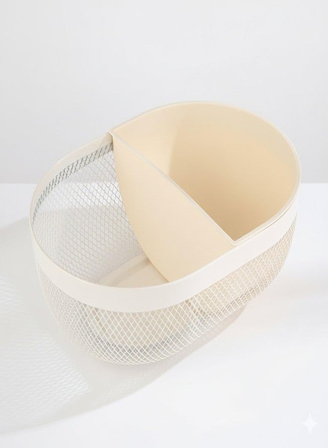 BLISSBORN Premium Metal Mesh Storage Basket for Kitchen, Office & Home | Multipurpose Organizer Basket for Fruits, Vegetables, Stationery & Cosmetics (White, Pack of 1) - Image 2