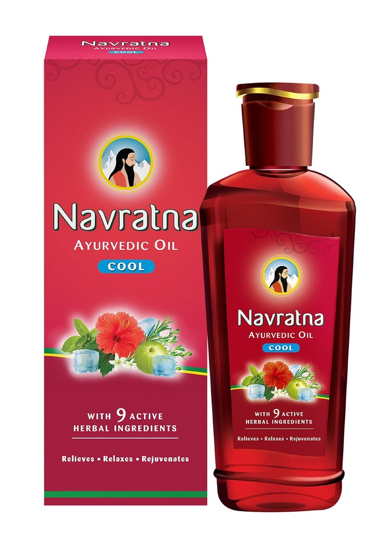 Navratna Navratna Ayurvedic Cool Oil | Combination of 9 Ayurvedic Herbs | Relieves Headache, Body ache, Tiredness, Sleeplessness & Tension| Improves Scalp Health | Relaxing & Rejuvenating cooling effect, 300ml  - Image 1