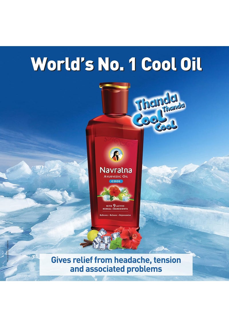 Navratna Navratna Ayurvedic Cool Oil | Combination of 9 Ayurvedic Herbs | Relieves Headache, Body ache, Tiredness, Sleeplessness & Tension| Improves Scalp Health | Relaxing & Rejuvenating cooling effect, 300ml  - Image 2