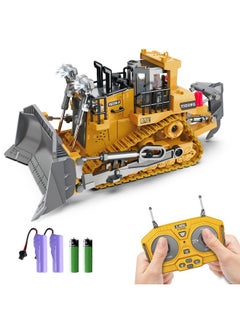 Dwi Dowellin Dwi Dowellin Rc Bulldozer Toys for Boys,Construction Remote Control Bulldozer with Metal bulldozing Shovel Lights/Sounds for Kids Boys  - Image 1