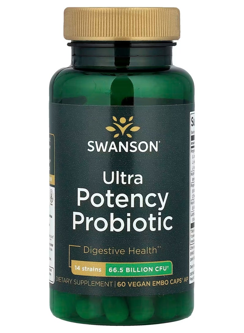 Swanson, Ultra Potency Probiotic, 66.5 Billion CFU, 60 Vegan EMBO Caps® AP