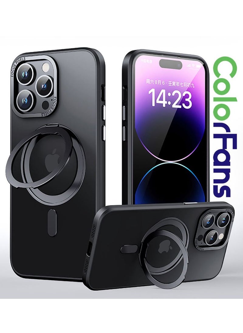 Color Fans - For iPhone 13 Pro 6.1 inch Case Magnetic Magsafe Ring Stand Black Cover - Image 1