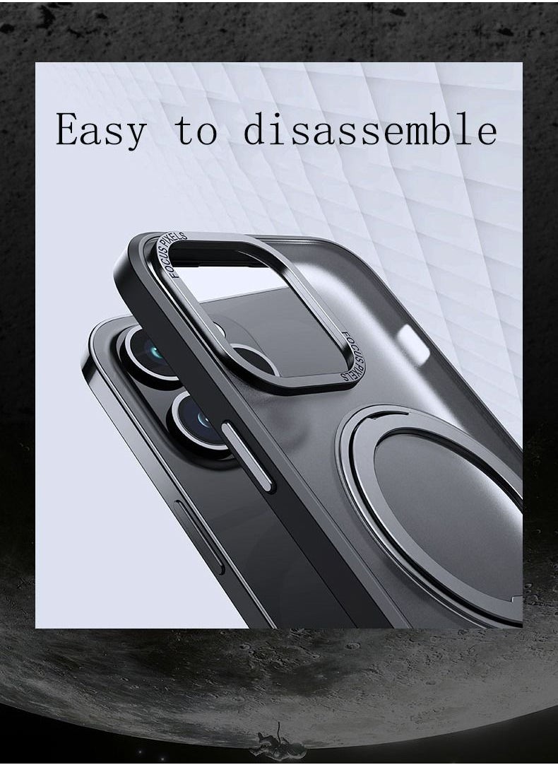 Color Fans - For iPhone 13 Pro 6.1 inch Case Magnetic Magsafe Ring Stand Black Cover - Image 1