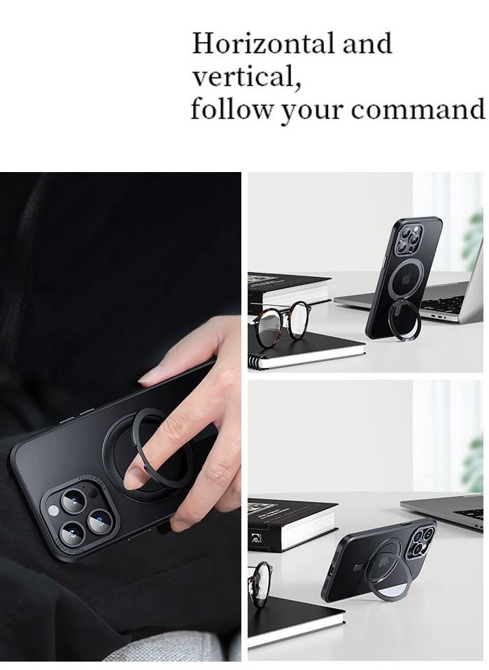 Color Fans - For iPhone 13 Pro 6.1 inch Case Magnetic Magsafe Ring Stand Black Cover - Image 1
