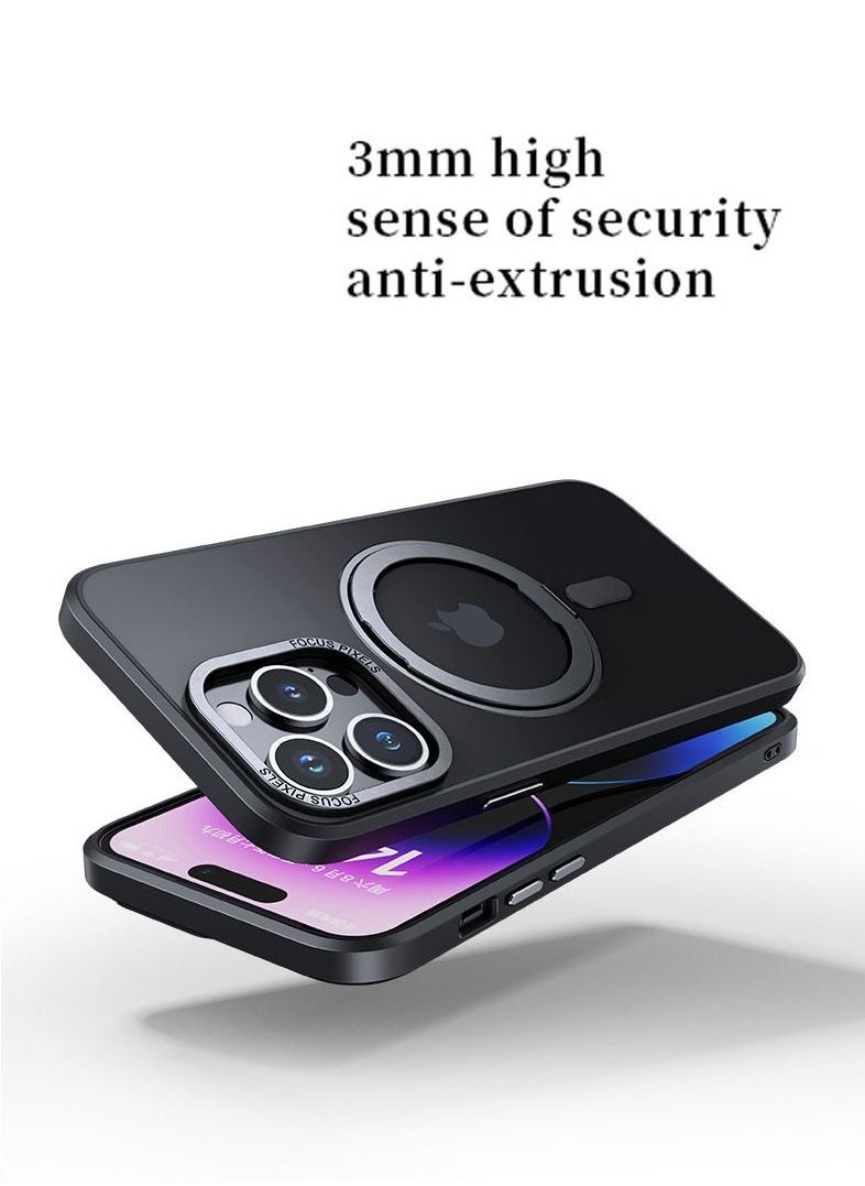 Color Fans - For iPhone 13 Pro 6.1 inch Case Magnetic Magsafe Ring Stand Black Cover - Image 1