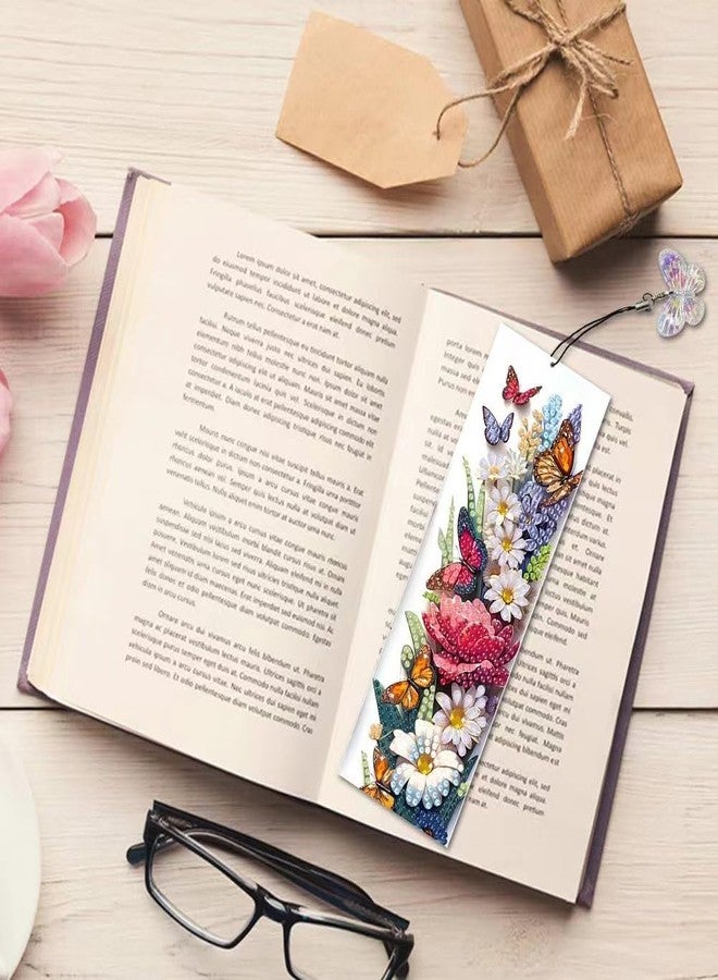 ٨ قطع من فواصل الكتب الفنية الماسية خماسية الأبعاد لمحبي الكتب، فواصل كتب مصنوعة يدويًا بتقنية الرسم الماسي مع شرابات للتخرج وأعياد الميلاد - Image 4