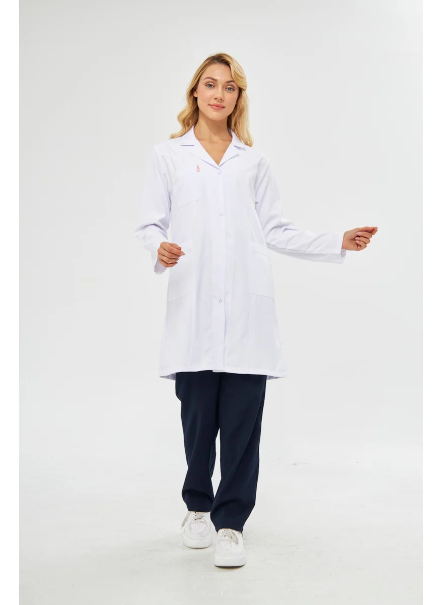 Mervem Work Apron Long Sleeve Alpaca Women's White