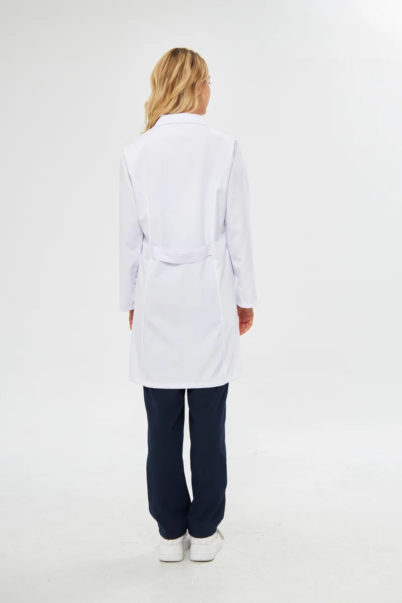 Mervem Work Apron Long Sleeve Alpaca Women's White