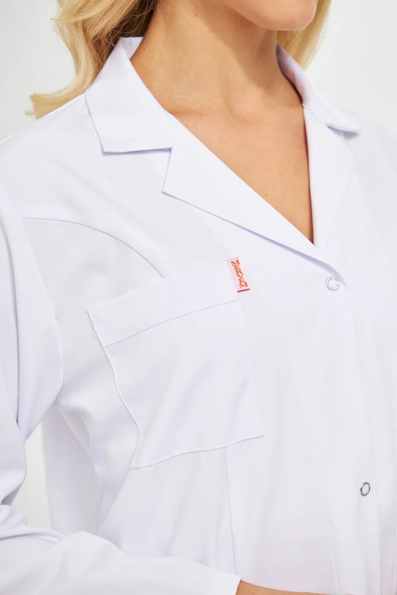 Mervem Work Apron Long Sleeve Alpaca Women's White