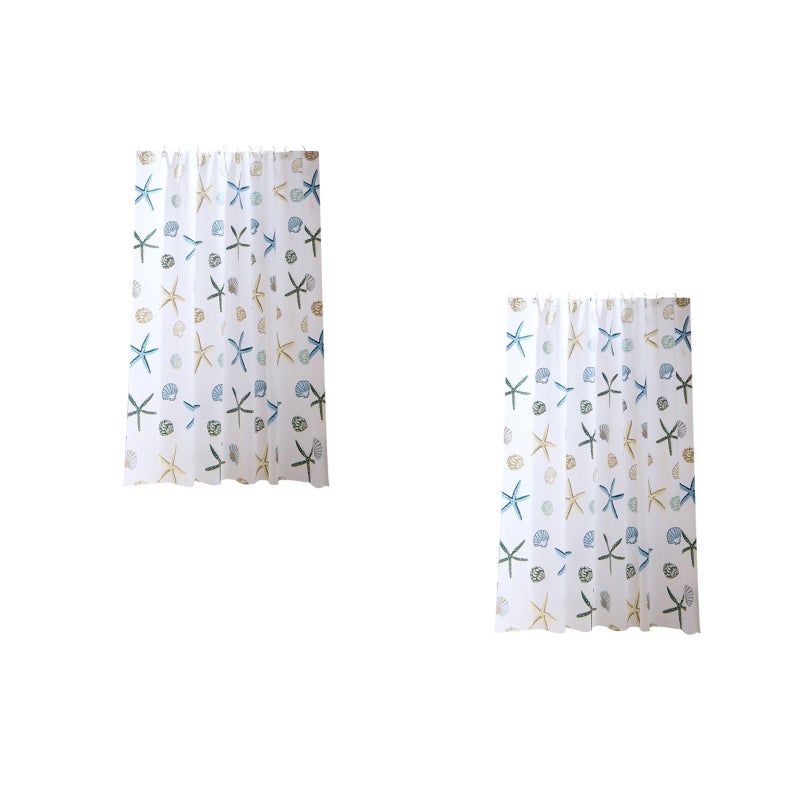 2pcs Cartoon Printing PEVA Partition Curtain PVEA Shower Curtain Cloth Shower Curtains Bathing Curtain Home Shower Room Decoration (150x180 CM) - Image 1
